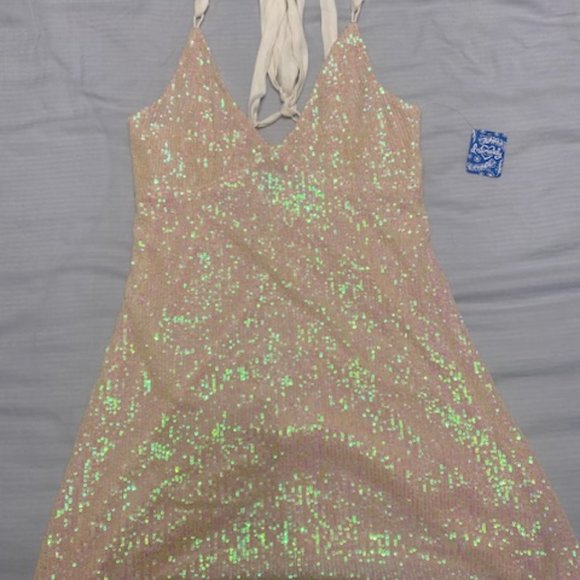 NWT Free People Sequin Gold Rush Mini Dress - Picture 7 of 7